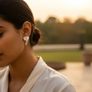 Pendientes de Botón en Forma de Corazón Plateados con Circonita Cúbica, Pendientes Largos con Corte de Pera, Modernos y Elegantes, Chapados en Oro Rosa para Mujer - Product Image 1