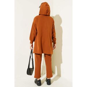 Conjunto de doble botonadura con volantes y cremallera Tan - Product Image 2