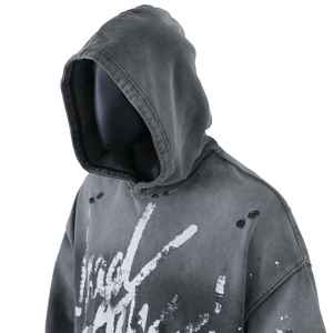 Sudaderas con Capucha Extra Grandes de Algodón Grueso Personalizadas, con Estampado Digital, Lavado Desteñido al Sol y Estilo Desgastado para Hombre - Product Image 4