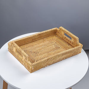 ถาดเสิร์ฟเวียดนามแฮนด์เมดกรอบไม้ไผ่เป็นมิตรต่อสิ่งแวดล้อมการทอหวายทนทานสำหรับร้านอาหารและหรูหราใช้ในบ้าน-SS2002 - Product Image 2