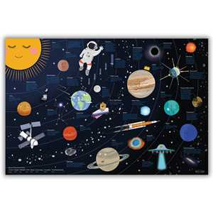 Tapete de Escritorio Infantil de 60x40cm con Diseño del Universo y Juguetes Matemáticos - Product Image 1