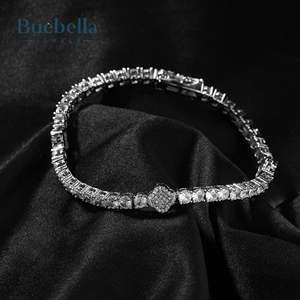 8mm 18K White Gold 925 <b>Sterling</b> <b>Silver</b> VVS Moissanite DiamondFour Leaf Clover Tennis <b>Bracelet</b> for <b>Men</b> - Product Image 2
