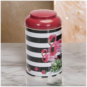 1.2L Pink Flamingo Illustrator Línea de fondo redondo de metal de 150 x mm con tapa de cúpula 1.2L Cestas de metal - Product Image 5