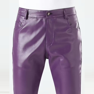 Diseñe su propio logotipo Pantalones de cuero para hombres Precio al por mayor Pantalones de cuero hechos a medida para hombres - Product Image 4