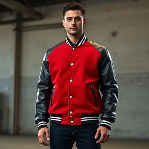 Wholesale New Style Varsity Jacket: Top Quality, <b>Wool</b> Body, Leather Sleeves, Custom Logo, Vintage Letterman, Thick Warm <b>Quilting</b> - Product Image 4