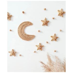 Conjunto de decoración colgante de pared para habitación de bebé, juego de mimbre, Luna, estrella, cielo nocturno, variedad de tamaños, OEM, tejido a mano de Vietnam, gran oferta - Product Image 1