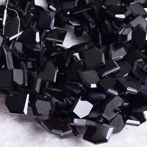 Perles de pierres précieuses d'onyx noir fantaisie Scalene coupe à facettes en vrac pour la fabrication de bijoux-collier Bracelet artisanat fournitures de bricolage - Product Image 2