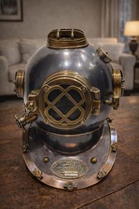 Soluciones de Embalaje Creativas, Casco de Buceo Vintage, Casco de Buzo de la Marina, Marca V, Antiguo, Náutico, de Latón, Decoración Marina para el Hogar - Product Image 3