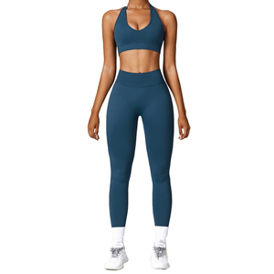 Conjunto de Yoga Cómodo para Mujer, Diseño Sólido de 2 Piezas, Ropa Deportiva con Diseño Personalizado, Leggings y Sujetador de Tallas Grandes, Conjuntos de Ropa de Yoga - Product Image 6