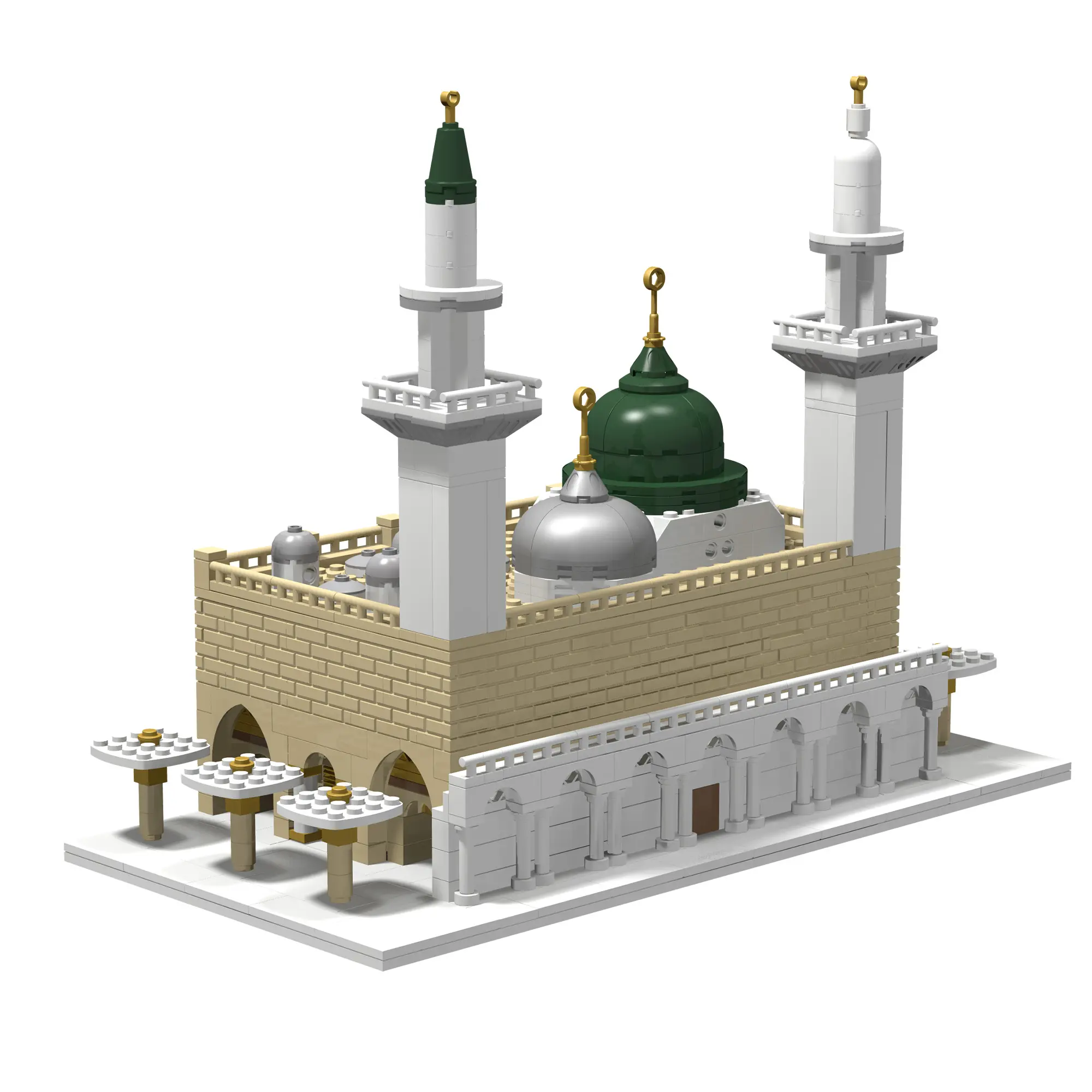 877 مكعبات بناء بلاستيكية غير سامة روضة الميمرب لعب تعليمية للأطفال المسلمين مكعبات دين تكوة لعبة ثلاثية الأبعاد للمسجد النبي