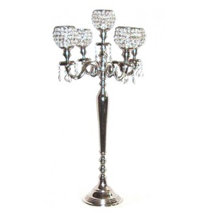 Candélabre en or de haute qualité avec 5 bras pour la décoration de pièce maîtresse de mariage - Product Image 2
