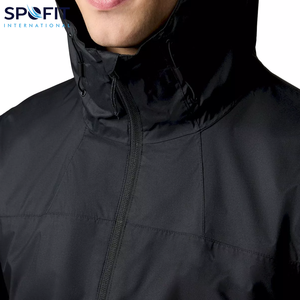 Chaqueta de lluvia Bomber ligera transpirable con capucha para hombres impermeable al aire libre a prueba de viento con puños ajustables diseño empacable - Product Image 5