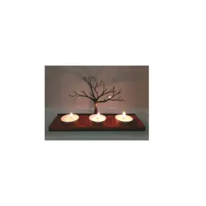 Độc Đáo Tea Light Chủ Đối Với Trang Trí Nội Thất Chất Lượng Cao Handmade Ba Người Giữ Ngọn Nến Với Cơ Sở Gỗ Laser Cắt Cây Thiết Kế