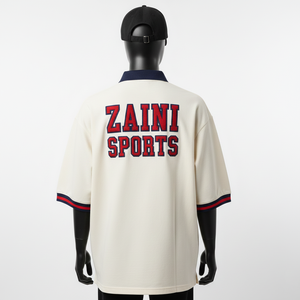 Polo homme en piqué de coton de haute qualité 240 GSM, texture lisse, blanc, col marine, logo brodé, Polo homme - Product Image 2