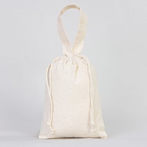 Natural Cotton <b>Drawstring</b> <b>Pouch</b> 6x8 Screen Printed Favor Bag with Short Handle for Crafts Storage Packaging and Gifts - Product Image 1