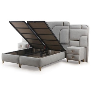 Ensemble de lit turc élégant Mabelia avec base de rangement hydraulique, design moderne, tête de lit en tissu doux, ressorts ensachés de soutien, qualité hôtelière - Product Image 5
