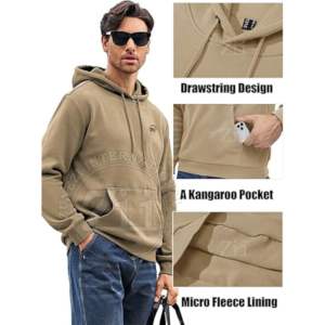 Cotton Thick Plain Heavyweight Winter Hoodies Oversized Custom Pullover No <b>String</b> Men's Sweatshirts Fleece Lining Warm Regular - Product Image 2