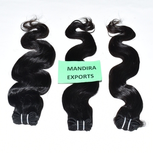 Venta vendedores al por mayor de cutícula alineada Raw Virgin Indian Bodywave Black Machine paquetes de doble trama extensiones de cabello humano indio - Product Image 1