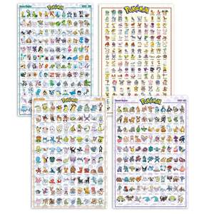 For Pokemon Modern Style <b>Poster</b> Set of 4 Featuring Regions Kanto Johto Hoenn Sinnoh for Wall Decor - Product Image 1
