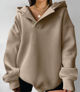 Women's Oversized Hooded Pullover <b>Fleece</b> <b>Sweaters</b> Anti-Wrinkle Winter Fashion with Long Sleeves - Product Image 1