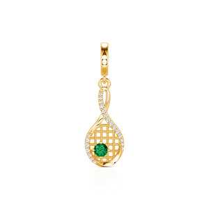 Pendentif de mode Jeulia Move My Way personnalisé avec breloque raquette de tennis et pierre de naissance, plaqué or 18 carats - Product Image 1