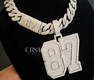 Pendentif en diamant numéro de luxe de qualité supérieure Design glacé avec diamants Moissanite Pendentifs de fête Hip Hop en argent 925 - Product Image 5