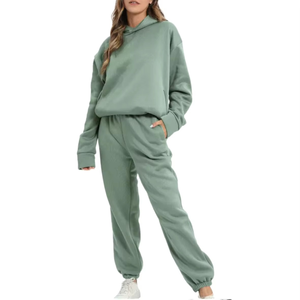 2025 conjuntos de Jogger para mujer, Top corto con capucha, chándales de algodón para mujer, ropa de gimnasio, chándal informal de manga larga para correr - Product Image 3
