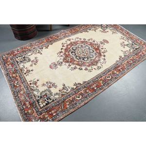 Tapis en laine patchwork rouge beige classique 4.6x8.2 pieds Style Kilim abstrait avec support en latex pour entrée couloir épaisseur 10mm - Product Image 2