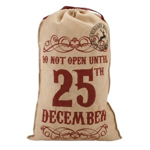 Pochette de sac à cordon personnalisée Sac à cordon en jute imprimé personnalisé Pochette cadeau en toile de jute naturelle écologique - Product Image 1