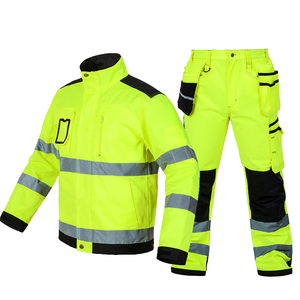 Ropa de trabajo para hombre, chaqueta, pantalones con múltiples bolsillos, ropa de trabajo con rayas reflectantes, advertencia nocturna, para exteriores - Product Image 1