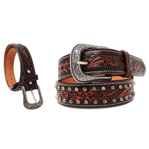 เข็มขัดหนังวัวแท้คาวบอยตะวันตกดีไซน์แบบใช้มือหัวเข็มขัดสแตนเลสผู้ผลิตเข็มขัดตะวันตก - Product Image 6
