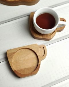 Sous-verre à thé en forme de tasse Sous-verres naturels en bois de qualité durable Vaisselle décorative Tapis et napperons Sous-verres Fourniture d'hôtels - Product Image 1