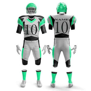 Ensemble d'uniformes de football américain pour hommes de haute qualité, 100% polyester, respirant, grande taille, séchage rapide, antibactérien, personnalisable pour l'équipe - Product Image 3