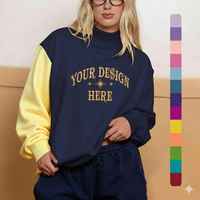 Nouveauté : Sweat-shirt long décontracté pour femme, de luxe, surdimensionné, uni, hiver, impression personnalisée du logo, polyester/coton, col montant, vente en gros