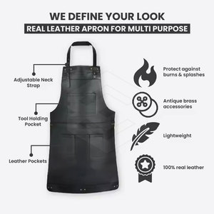 Leather <b>Cooking</b> Apron with Slim Profile and Practical Front Pockets for Everyday Use Leather <b>Cooking</b> Apron - Product Image 6