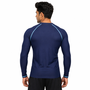 Camiseta de Compresión Azul Marino Estampada para Hombre, Manga Larga, Ecológica, para Gimnasio, Entrenamiento, Fitness, Ropa Deportiva - Product Image 4