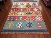 Tapis Kilim en Jute Antique Turc Vintage, Tapis en Jute et Laine, Taille Personnalisée, Tapis Bohème, Tapis Fait Main pour la Maison et le Salon