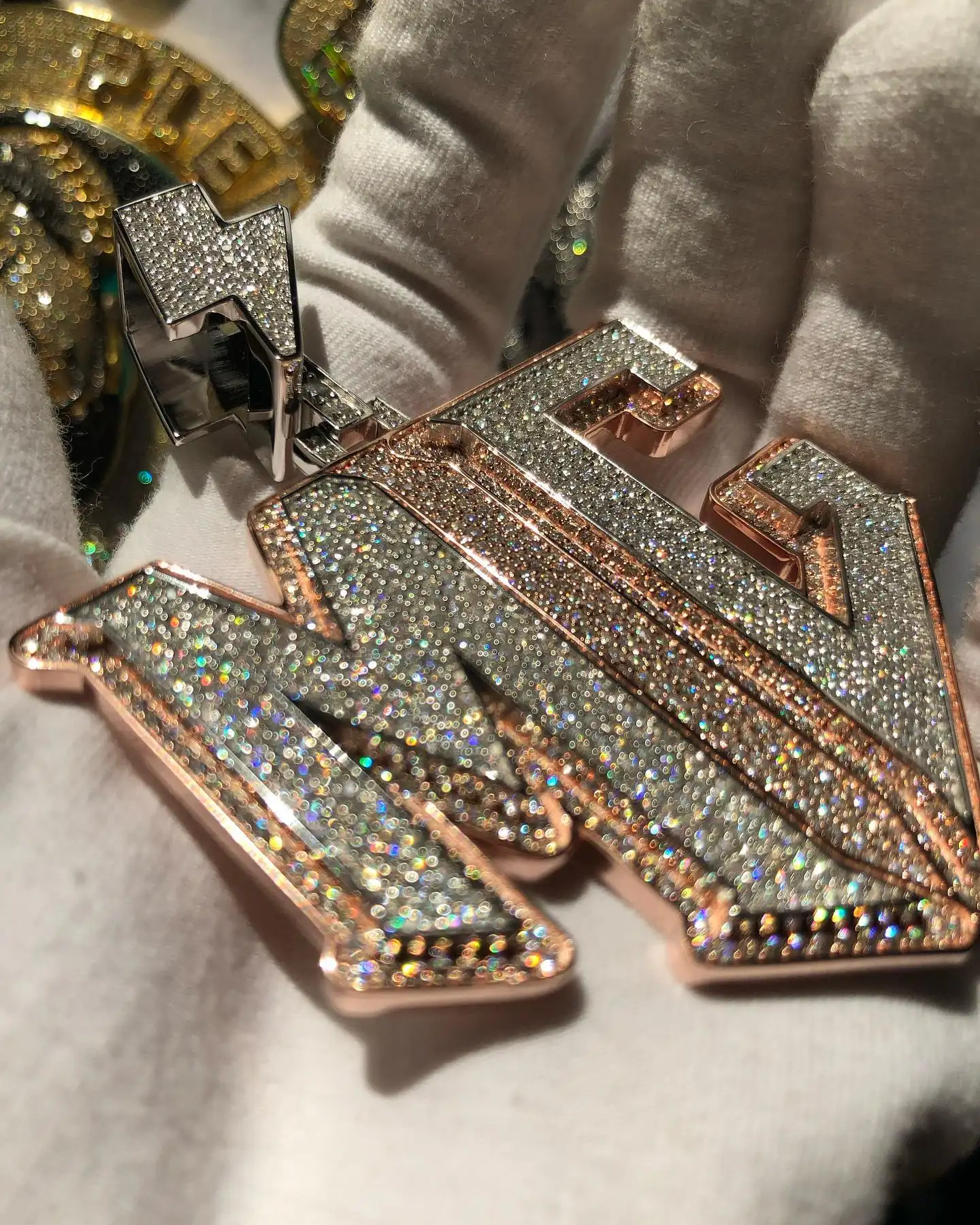 Luxus-Anpassbare Halskette Buchstaben Namensanhänger Sterling-Silber 925 Vvs Moissanit Hip Hop-Schmuck Eiskristall Diamantschmuck