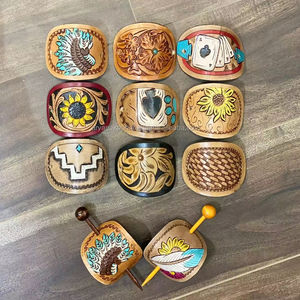 Pasadores de pelo de diseño de cesta de cuero genuino occidental de alta calidad para mujer - Product Image 2