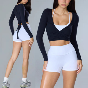 Vêtements de sport tendance avec logo personnalisé Vêtements de fitness pour femmes Ensemble de yoga à séchage rapide de haute qualité sensation nue - Product Image 5