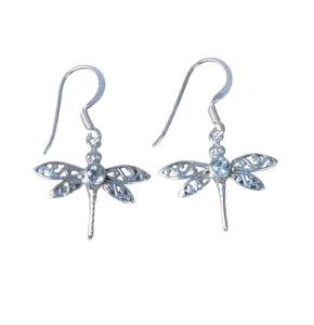 Pendientes de Plata de Ley 925 sólida para mujer, piedras preciosas de Topacio Azul, joyería colgante chapada en oro para ocasiones de boda - Product Image 1