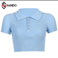 Camisetas de Mujer de Alta Calidad con Logotipo Personalizado, Tejido Acanalado Transpirable, Estampado, Manga Corta, OEM