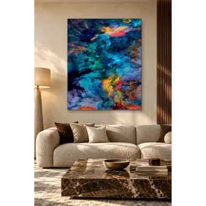 Impresión en Lienzo con Patrón Abstracto de Nubes Rosadas Turquesa Fida - Product Image 5