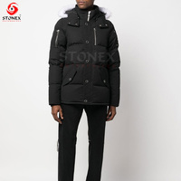 Chaqueta de invierno de lujo para hombre, con capucha de piel sintética, gruesa y cálida, acolchada, para exteriores, resistente al viento, para clima frío, estilo urbano.