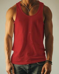 Débardeur d'été décontracté pour hommes séchage rapide polyester tricot de coton logo personnalisé conception ample t-shirts sans manches gilet de sport - Product Image 6