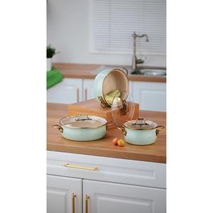 ชุดหม้อเคลือบวินเทจ EMY2402 6 ชิ้น สีเขียวอมฟ้า พร้อมฐานเคลือบกันติดและวัสดุภายในแบบแกรนิต - Product Image 2