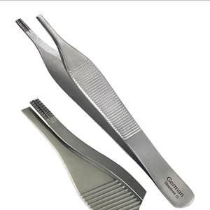 Pinzas de tejido marrón Adson manuales de acero inoxidable de grado alemán, instrumentos quirúrgicos reutilizables con certificación CE - Product Image 1