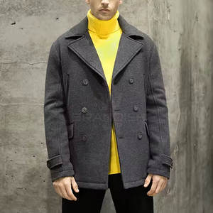 Factory Made New Arrival Long Sleeve <b>Men</b> Peacoat Custom Design Cheap Price Wholesale <b>Men</b> Winter Peacoat - Product Image 3