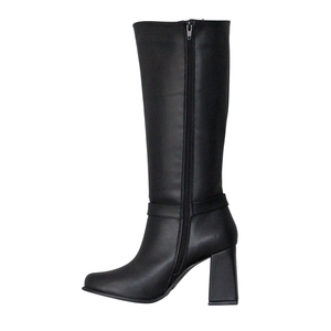 Bottines hautes noires pour femme à talon épais élégantes avec boucle - Product Image 6