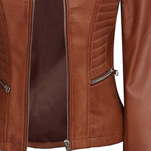 Vente en gros fabrique une veste pour femme en cuir à double boutonnage zippé de mouton véritable 2025 - Product Image 6